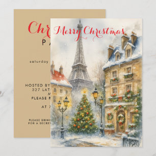 Christmas in Paris Eiffel Tower Winter Personalize Invitation