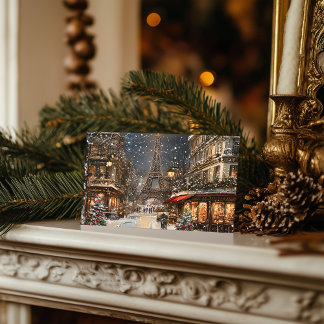 Christmas in Paris: Glittering Eiffel Tower Lane Holiday Postcard