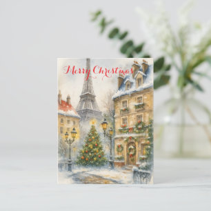 Christmas in Paris Holiday Postcard – Watercolor