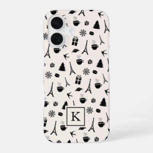 Christmas in Paris Monogrammed iPhone 16 Case