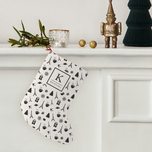 Christmas in Paris   Monogrammed Small Christmas Stocking