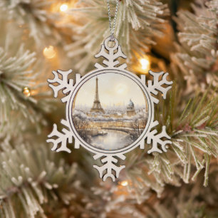 Christmas in Paris Snowflake Pewter Christmas Ornament