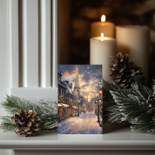 Christmas in Paris: Twilight At The Eiffel Tower Holiday Card