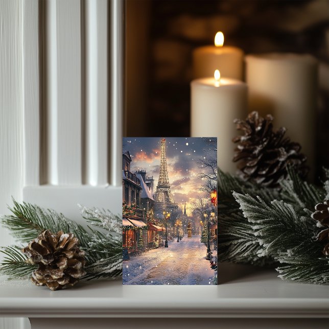 Christmas in Paris: Twilight At The Eiffel Tower Holiday Card (Creator Uploaded)