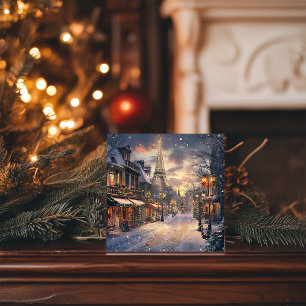 Christmas in Paris: Twilight at the Eiffel Tower Holiday Card