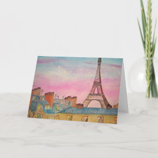 Christmas in Paris Watercolor Holiday Card