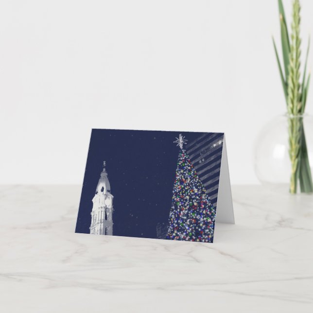 Christmas in Philadelphia with customizable text Holiday Card (Front)