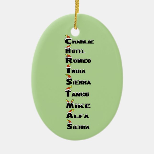 Christmas in Phonetic Alphabet Ornament (Front)