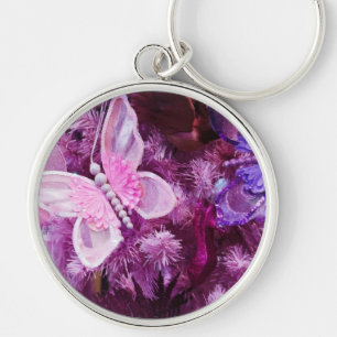 Christmas In Pink And Purple Keychain