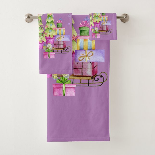 Christmas In Pink Bath Towel Set (Insitu)