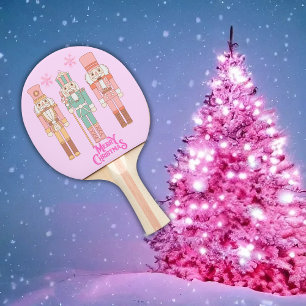 Christmas in Pink Nutcrackers on Pink    Ping Pong Paddle