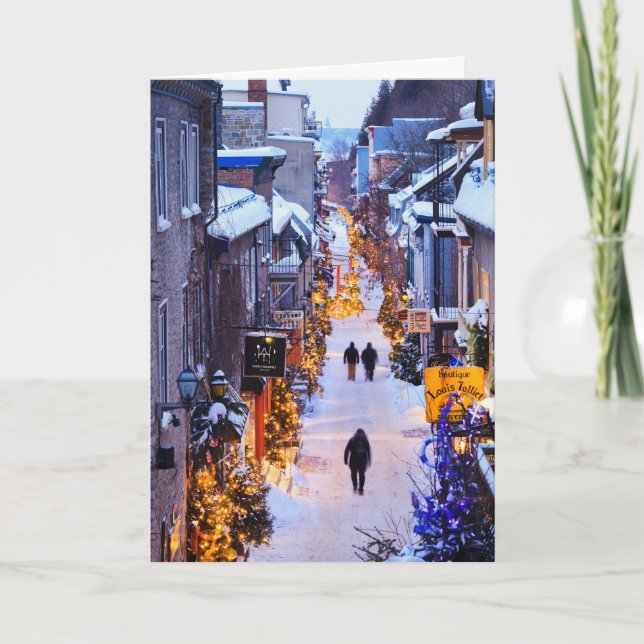 Christmas In Quartier Petit Champlain, Quebec Holiday Card (Front)