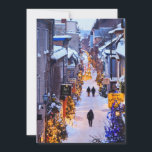 Christmas In Quartier Petit Champlain, Quebec Holiday Card<br><div class="desc">Petit-Champlain Street At Dawn In Quartier Petit Champlain,  Quebec City,  Quebec,  Canada | Design Pics / DanitaDelimont.com | CN10 DPI0993</div>