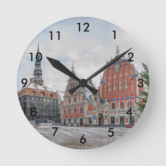 Christmas in Riga Latvia Round Clock (Front)