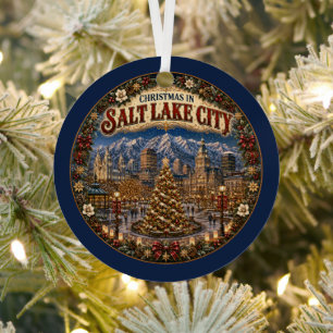 Christmas in Salt Lake City Vintage Keepsake Metal Ornament