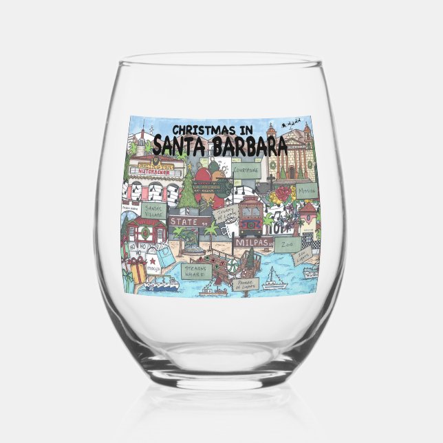 Christmas in Santa Barbara Glass (Front)