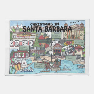 Christmas in Santa Barbara  Kitchen Towel