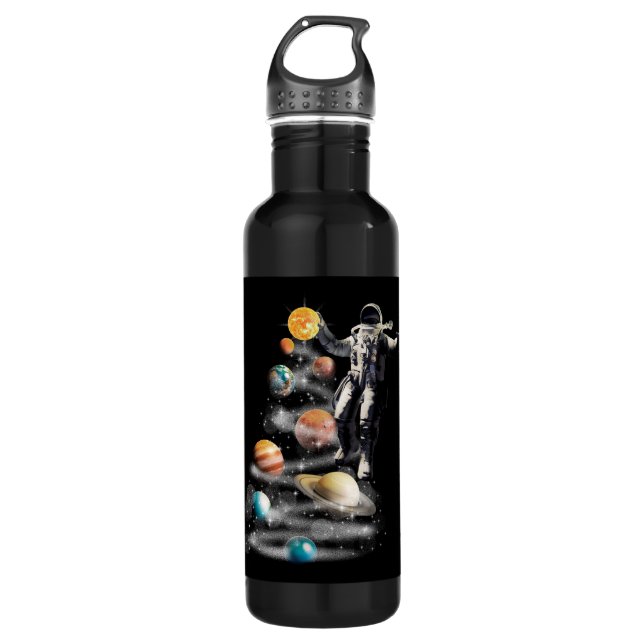 Christmas in Space Solar System Astronaut Invitati 710 Ml Water Bottle (Front)