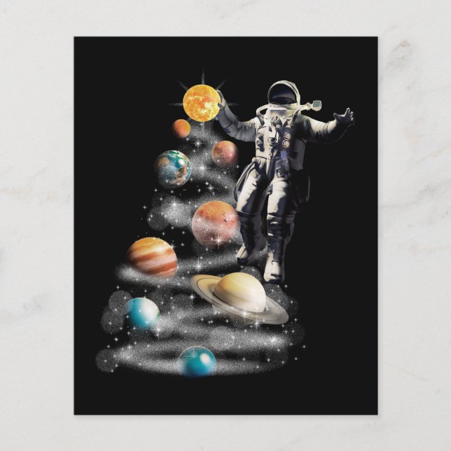 Christmas in Space Solar System Astronaut Invitati Flyer (Front)