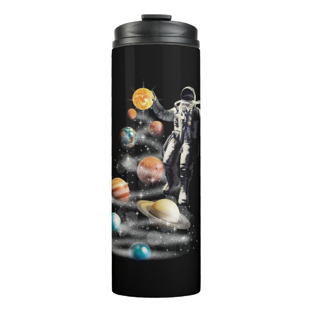 Christmas in Space Solar System Astronaut Invitati Thermal Tumbler (Front)