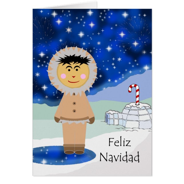 Christmas in Spanish, Feliz Navidad, Winter Eskimo (Front)
