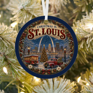 Christmas in St. Louis Vintage Travel Keepsake Metal Ornament