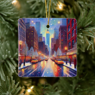 Christmas in the City Ceramic Ornament