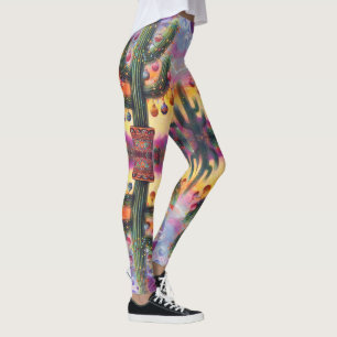 Christmas in the Desert Southwest Saguaro Cactus Leggings
