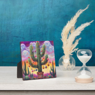 Christmas in the Desert Southwest Saguaro Cactus Plaque