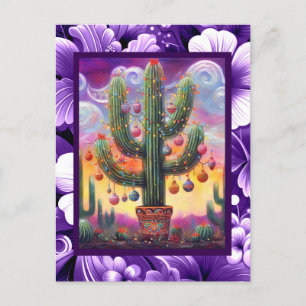 Christmas in the Desert Southwest Saguaro Cactus Postcard