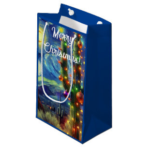 Christmas in the Desert Southwest Saguaro Cactus Small Gift Bag