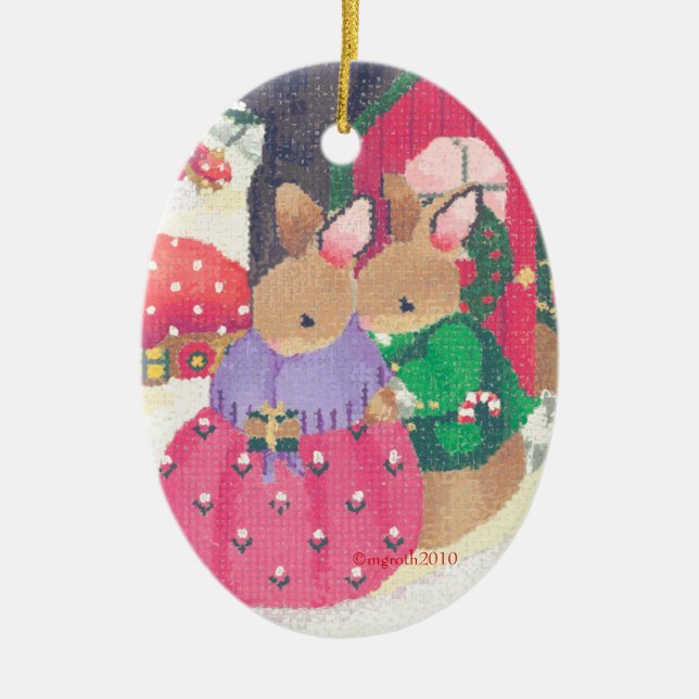 Christmas in the forrest ceramic ornament (Front)