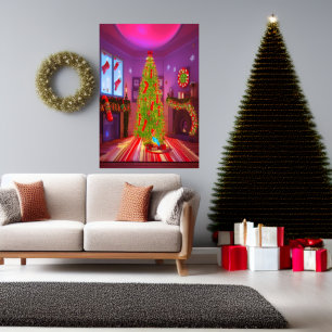 Christmas in the living room   AI Art Poster