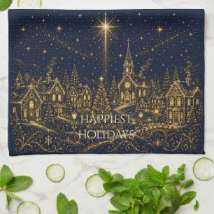 Christmas in the Stars   Christmas Village Kitchen Towel