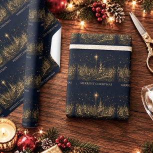 Christmas in the Stars   Christmas Village Wrapping Paper