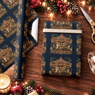 Christmas in the Stars   Horse Carousel Wrapping Paper