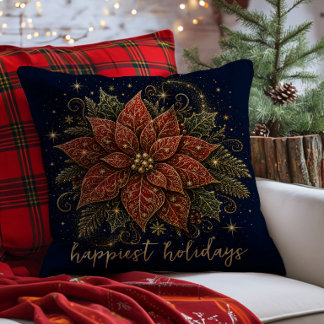 Christmas in the Stars | Poinsettia Throw Pillow