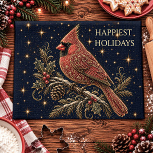 Christmas in the Stars Red Cardinal Kitchen Towel