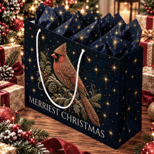 Christmas in the Stars   Red Cardinal Large Gift Bag