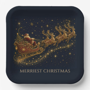 Christmas in the Stars Santa's Sleigh Paper Plate