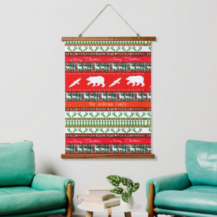 Christmas in the woods personalized hanging tapestry