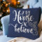 Christmas In This House We Believe Navy Blue