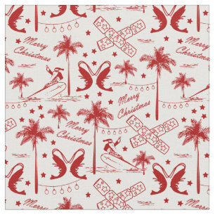 Christmas in Tropical Australia Red Toile  Fabric