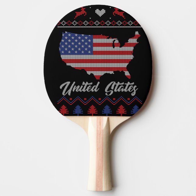 Christmas in United States Ping Pong Paddle (Front)