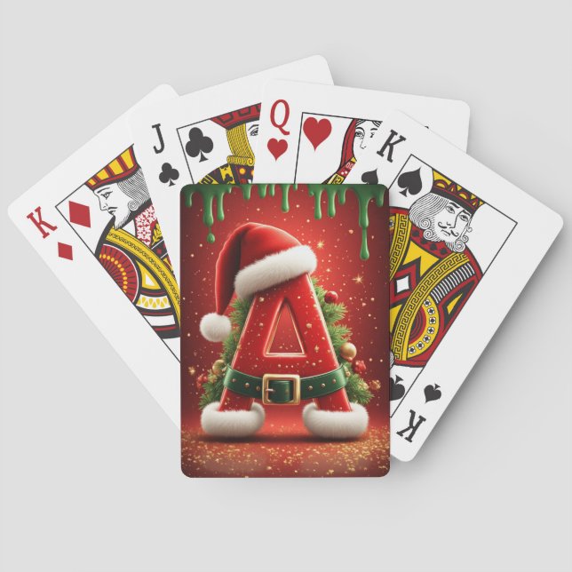 Christmas Initial A For Holiday Gifts Playing Cards (Back)