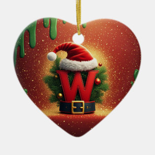 Christmas Initial W For Holiday Gifts Ceramic Ornament