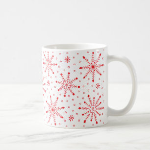 Christmas Inky Snowflake Red and White Coffee Mug