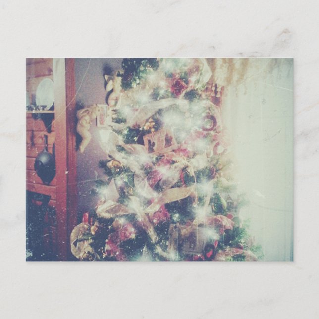 Christmas Inside the Cedar Log Cabin Postcard (Front)