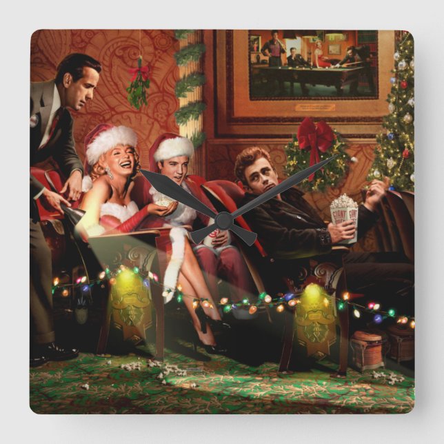 Christmas Interlude Square Wall Clock (Front)