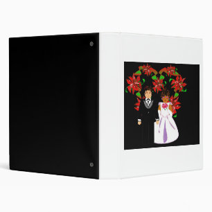 Christmas Interracial Wedding Couple With Wreath Binder